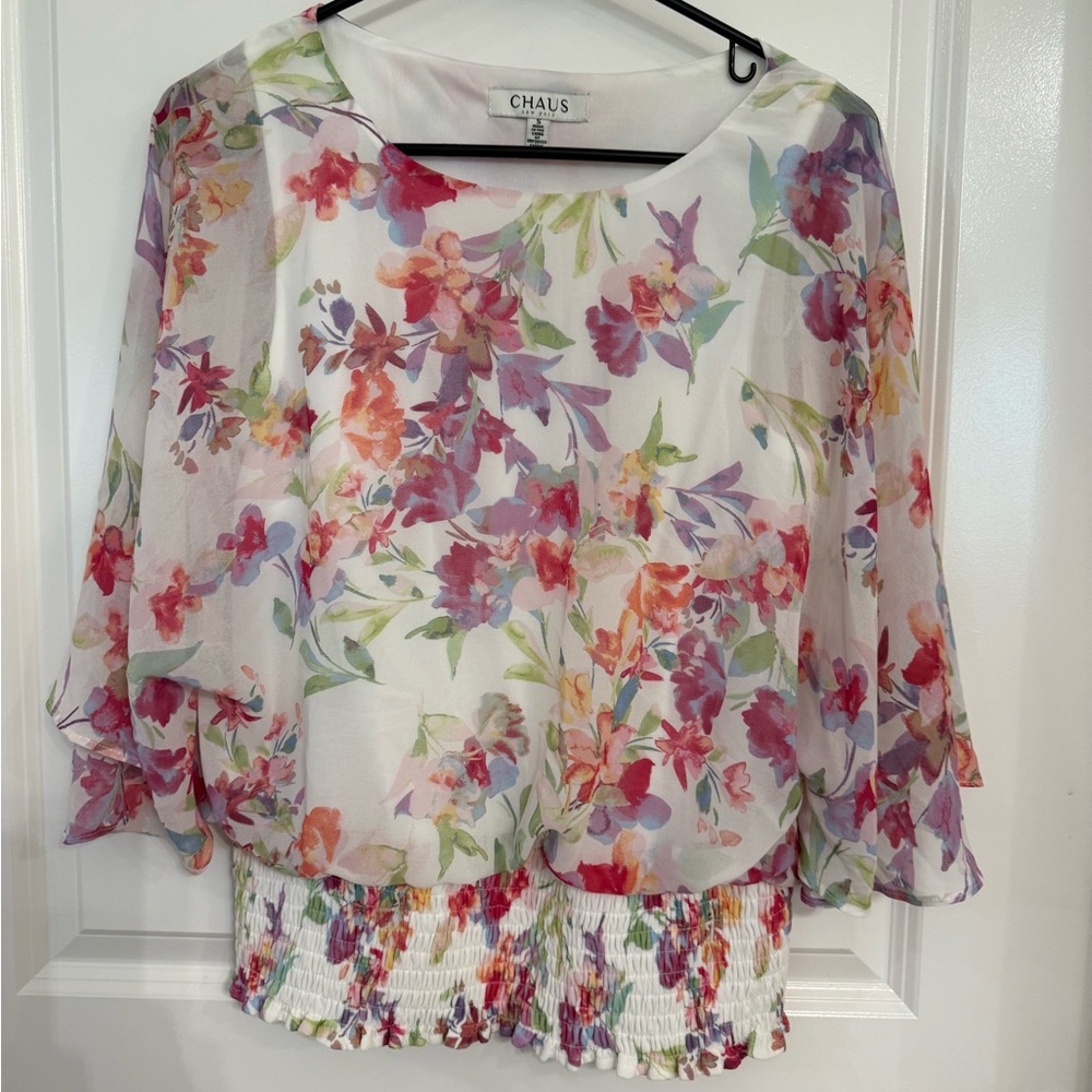 NWOT Chaus Floral Chiffon Blouse - Multicolor